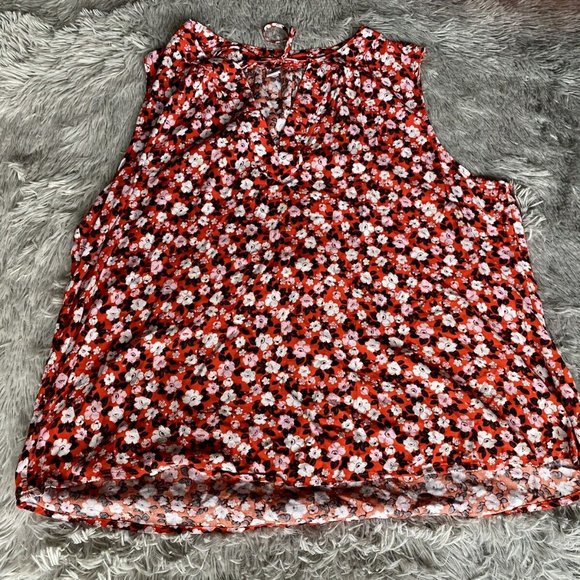 Old Navy Tops - Old Navy Floral Blouse Womens XL Red Sleeveless Ladies